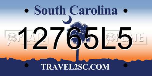 12765L5 South Carolina License Plate