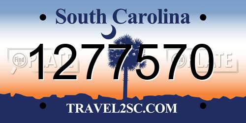 1277570 South Carolina License Plate