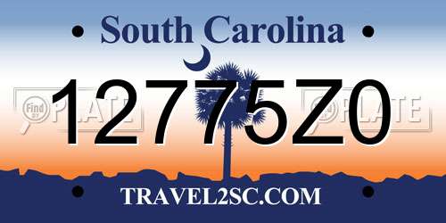 12775Z0 South Carolina License Plate