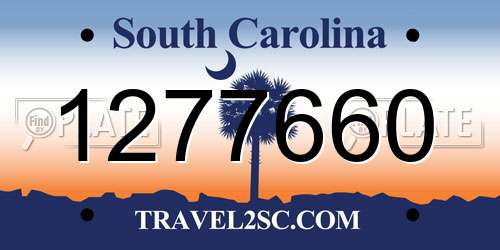 1277660 South Carolina License Plate