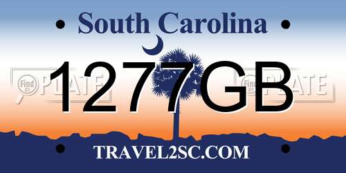 1277GB South Carolina License Plate
