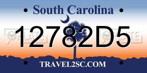 12782D5 South Carolina License Plate
