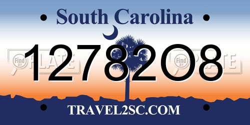 12782O8 South Carolina License Plate