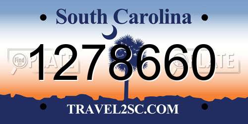 1278660 South Carolina License Plate
