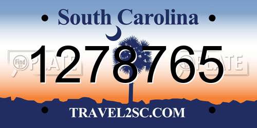 1278765 South Carolina License Plate