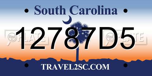 12787D5 South Carolina License Plate
