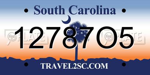 12787O5 South Carolina License Plate