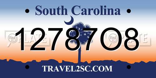 12787O8 South Carolina License Plate