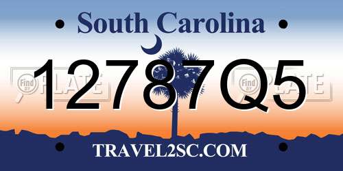 12787Q5 South Carolina License Plate