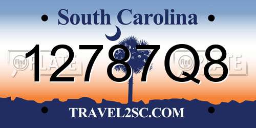 12787Q8 South Carolina License Plate