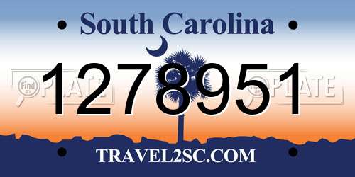 1278951 South Carolina License Plate