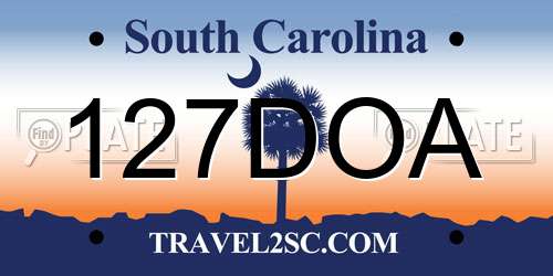 127DOA South Carolina License Plate