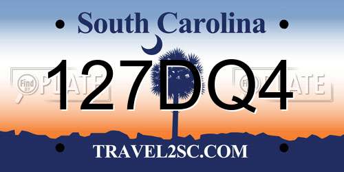 127DQ4 South Carolina License Plate