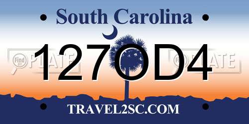 127OD4 South Carolina License Plate