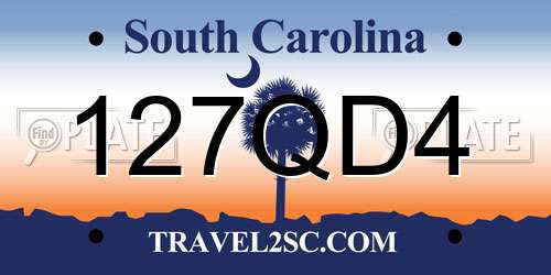 127QD4 South Carolina License Plate