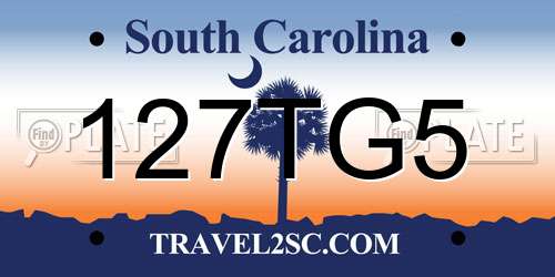 127TG5 South Carolina License Plate