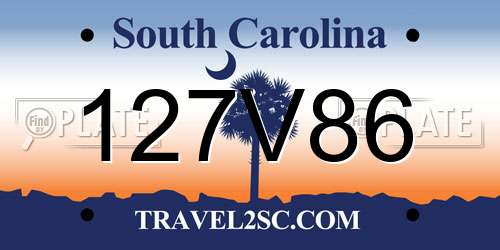 127V86 South Carolina License Plate