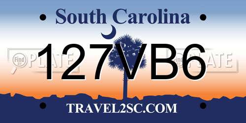 127VB6 South Carolina License Plate