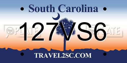 127VS6 South Carolina License Plate