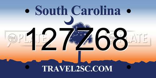 127Z68 South Carolina License Plate