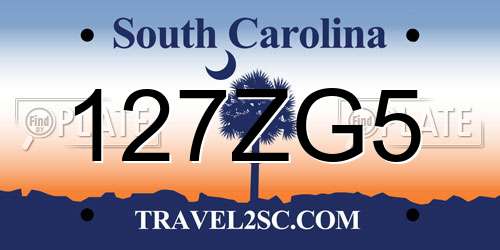 127ZG5 South Carolina License Plate