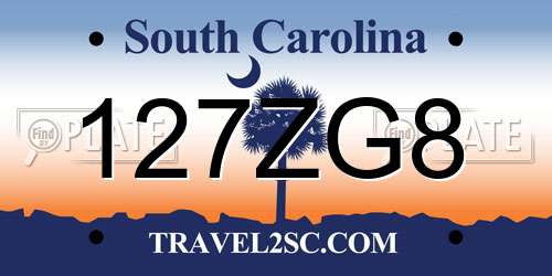 127ZG8 South Carolina License Plate