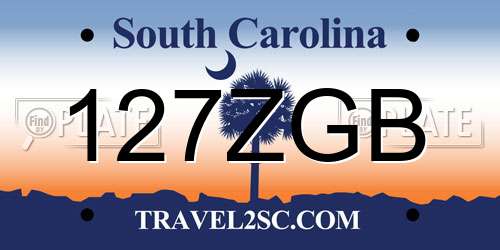 127ZGB South Carolina License Plate