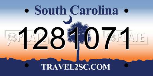 1281071 South Carolina License Plate