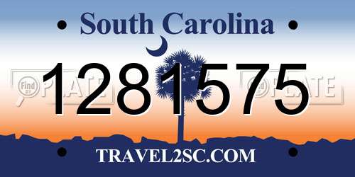 1281575 South Carolina License Plate