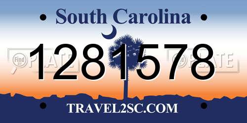 1281578 South Carolina License Plate