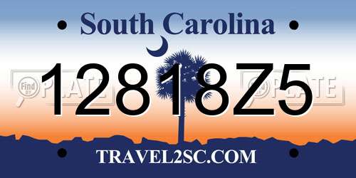 12818Z5 South Carolina License Plate