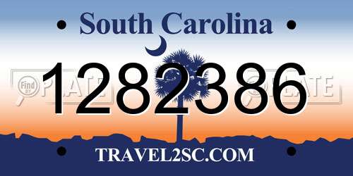 1282386 South Carolina License Plate