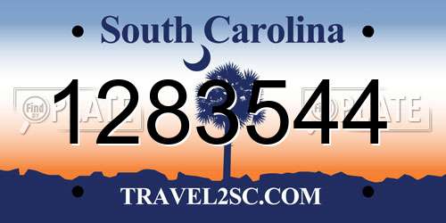 1283544 South Carolina License Plate