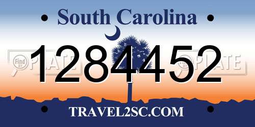 1284452 South Carolina License Plate