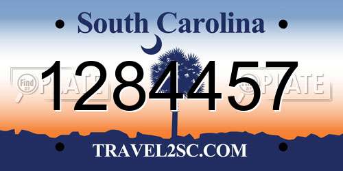 1284457 South Carolina License Plate