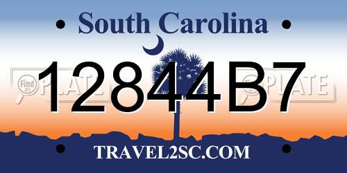 12844B7 South Carolina License Plate