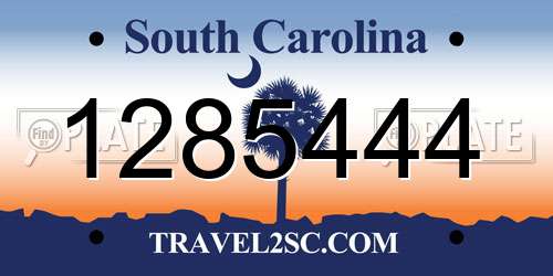 1285444 South Carolina License Plate
