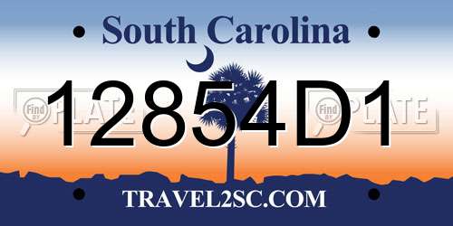 12854D1 South Carolina License Plate