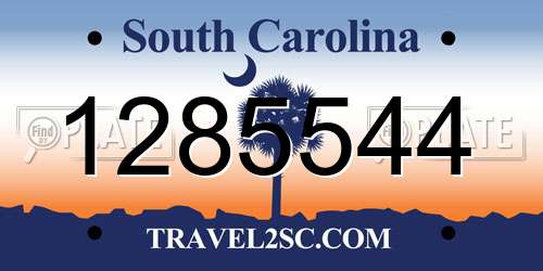 1285544 South Carolina License Plate