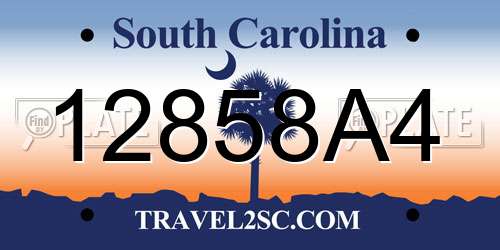 12858A4 South Carolina License Plate