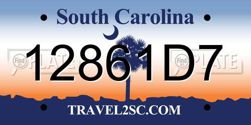 12861D7 South Carolina License Plate