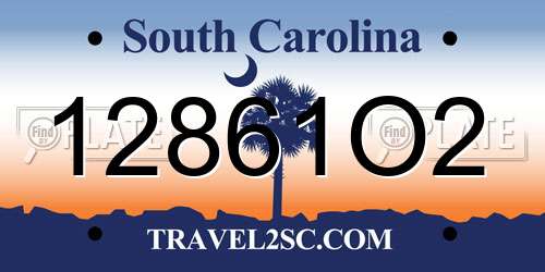 12861O2 South Carolina License Plate