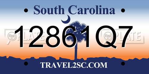 12861Q7 South Carolina License Plate