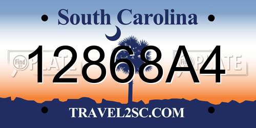 12868A4 South Carolina License Plate