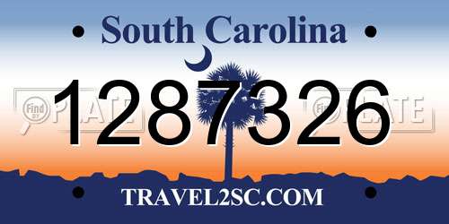 1287326 South Carolina License Plate