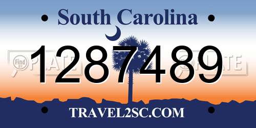 1287489 South Carolina License Plate