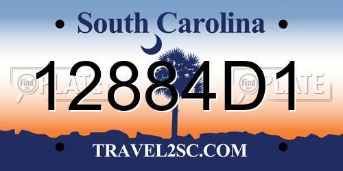 12884D1 South Carolina License Plate