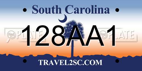 128AA1 South Carolina License Plate