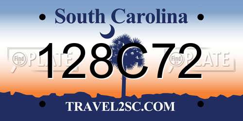 128C72 South Carolina License Plate
