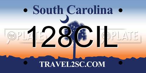 128CIL South Carolina License Plate